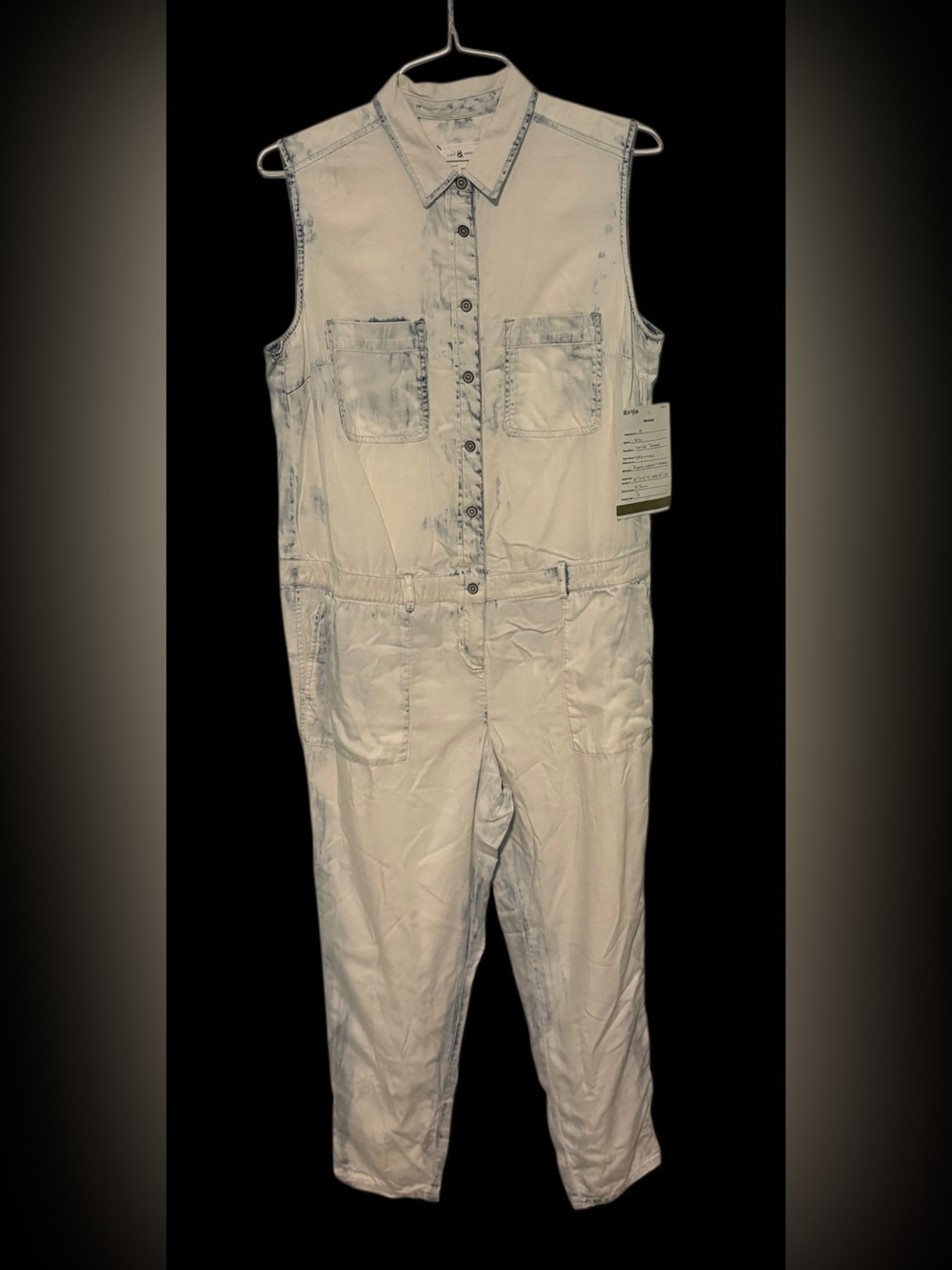 **SAMPLE / 1 of 1** NWT Size M Lou & Grey Washed Chambray Sleeveless Jumpsuit